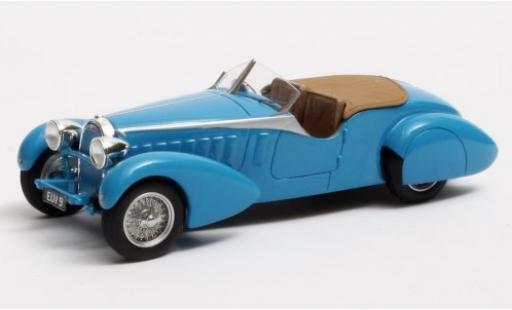 Modelauto Bugatti 57 tourer Type TT by Bertelli blauw RHD 1935 Fahrgestellnr. 316 Therese 1/43 Matrix