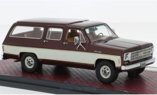Modelauto Chevrolet Suburban suv K10 metallic rood/beige 1978 1/43 Matrix