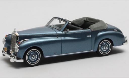 Modelauto Mercedes 220 Cabriolet A Wendler (W187) metallic blauw 1952 kap ge&Atilde;&para;ffnet 1/43 Matrix