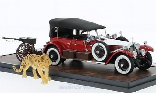 Modelauto Rolls Royce Phantom Torpedo Tourer Barker rood/grijs 1925 HRH Maharaja of Kota #23RC met Tiger 1/43 Matrix