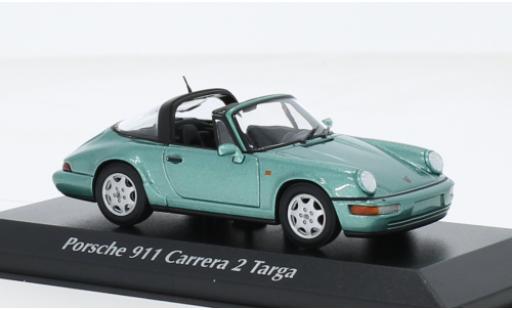 Modelauto Porsche 911 Targa Carrera 2 metallic groen 1991 1/43 Maxichamps