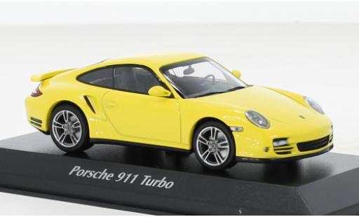 Modelauto Porsche 911 Turbo geel 2009 1/43 Maxichamps