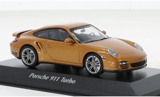 Modelauto Porsche 911 Turbo metallic beige 2009 1/43 Maxichamps