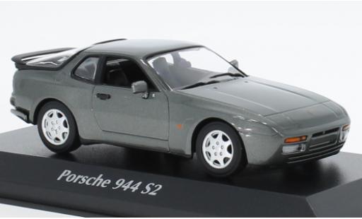 Modelauto Porsche 944 S2 metallic grijs 1989 1/43 Maxichamps