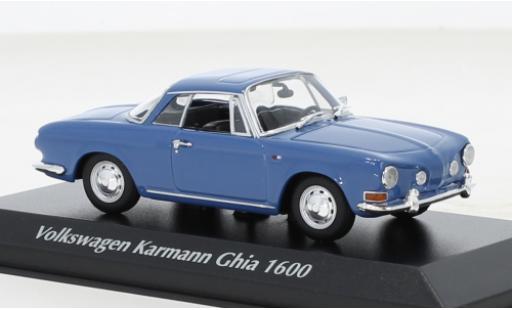 Modelauto Volkswagen Karmann Ghia Base Ghia 1600 blauw 1966 1/43 Maxichamps