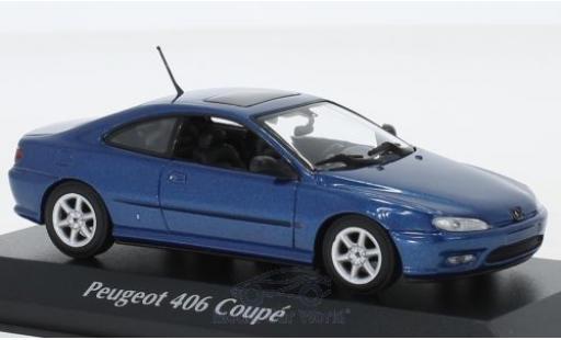 Modelauto Peugeot 406 Coupe metallic blauw 1997 1/43 Maxichamps