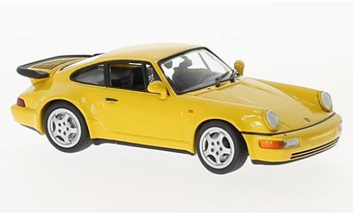 Modelauto Porsche 911 Turbo geel 1990 1/43 Maxichamps