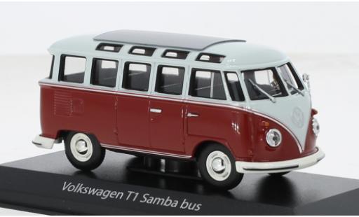 Modelauto Volkswagen T1 B Samba grijs/rood 1961 1/43 Maxichamps