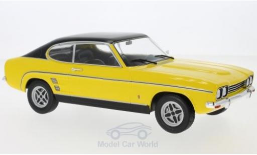 Modelauto Ford Capri GXL MKI 2000 geel/zwart 1973 1/18 MCG