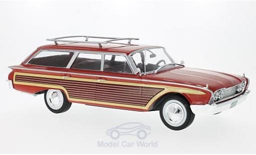 Modelauto Ford Country Squire Woody Wagon rood/Holzoptik 1960 met dakreling 1/18 MCG