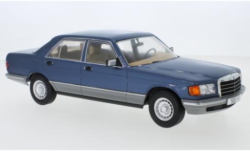 Modelauto Mercedes Classe S Base (W126) metallic blauw 1979 1/18 MCG