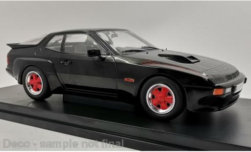 Modelauto Porsche 924 Carrera GT zwart 1981 met roten Felgen 1/18 MCG