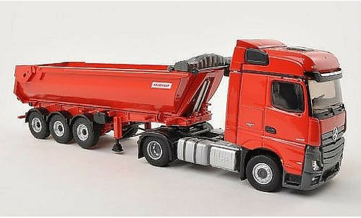 Mercedes Actros Bigspace 1/43 Eligor 2 rood met Fruehauf Muldenkipper-Anhanger modelauto