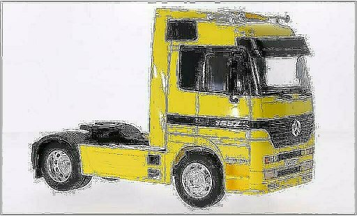 Mercedes Actros Base 1/32 Welly geel modelauto