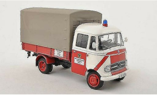 Mercedes L319 Base 1/43 Schuco laadbak/Plane Brandweer Dortmund modelauto