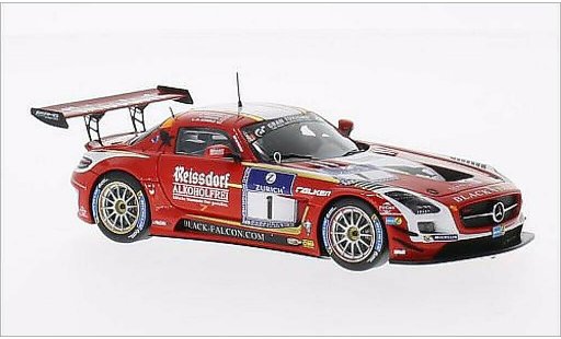 Mercedes SLS GT3 1/43 Spark AMG No.1 zwart Falcon Team Reissdorf Alkoholfrei 24h Nurburgring 2014 /D.Arnold modelauto