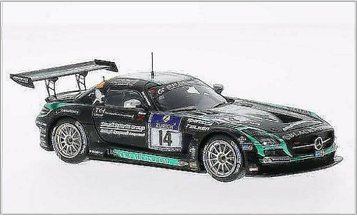 Mercedes SLS Coupe 1/43 Spark AMG No.14 zwart Falcon 24h Nurburgring 2014 modelauto