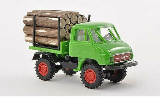 Mercedes Unimog 406-425 1/87 Brekina 411 groen met Holzladung modelauto