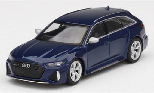 Modelauto Audi RS6 avant (C8) metallic blauw 1/64 Mini GT