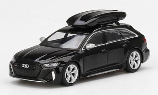 Modelauto Audi RS6 avant metallic zwart met dakbox 1/64 Mini GT