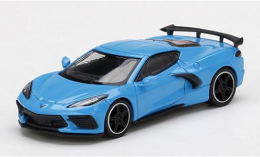 Modelauto Chevrolet Corvette Stingray C8 blauw 1/64 Mini GT