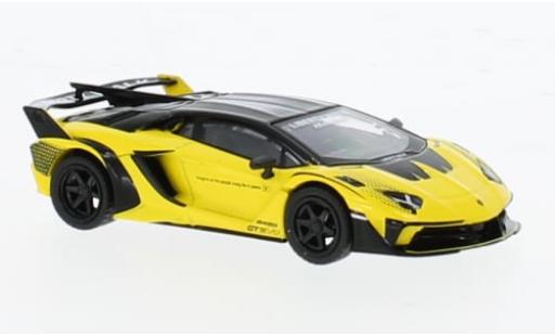 Modelauto Lamborghini Aventador GT EVO LB-Silhouette Works geel 1/64 Mini GT