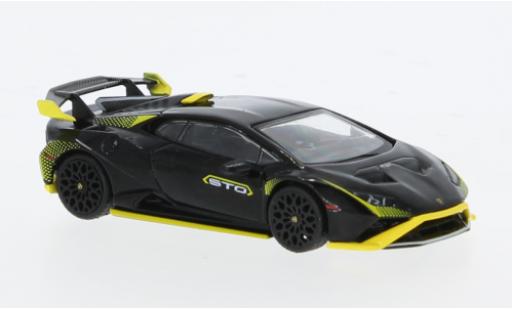 Modelauto Lamborghini Huracan STO zwart/geel 1/64 Mini GT