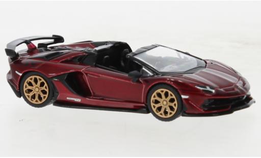 Modelauto Lamborghini Aventador SVJ Roadster metallic rood fonc&Atilde;&copy; 1/64 Mini GT