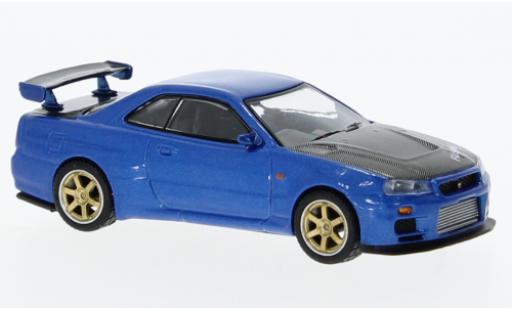 Modelauto Nissan Skyline R34 GT-R () blauw 1/64 Mini GT