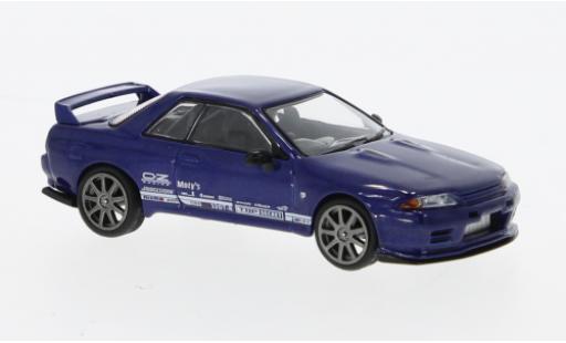 Modelauto Nissan Skyline Base GT-R Top Secret metallic blauw RHD 1/64 Mini GT