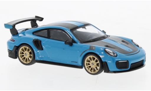 Modelauto Porsche 911 GT2 RS (991.2) blauw 1/64 Mini GT