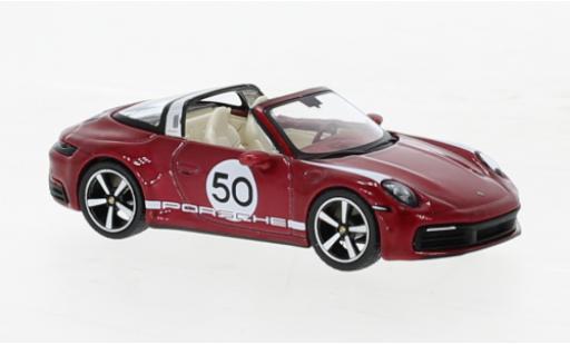 Modelauto Porsche 911 Targa 4S Heritage Design Edition metallic rood 1/64 Mini GT