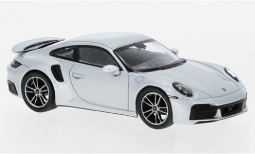 Modelauto Porsche 911 Turbo S grijs 1/64 Mini GT