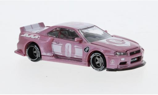 Modelauto Nissan Skyline R34 GT-R () roze 1/64 Mini GT