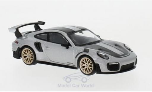 Modelauto Porsche 911 GT2 RS ( II) grijs Weissach Package 1/64 Mini GT