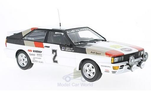 Modelauto Audi Quattro rallye No.2 Sport Rally WM Rally Zweden 1981 H.Mikkola/A.Hertz 1/18 Minichamps