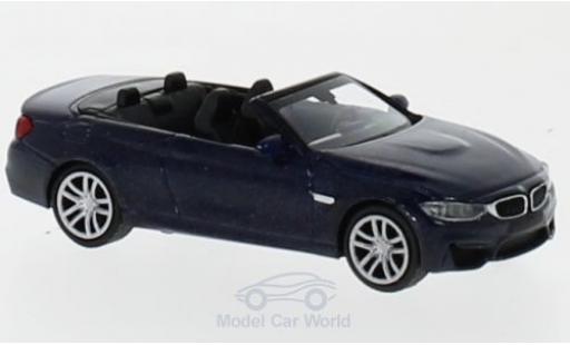 Modelauto Bmw M4 Cabriolet Cabrio metallic blauw 2015 1/87 Minichamps
