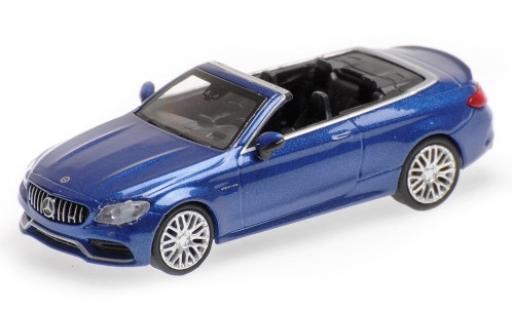 Modelauto Mercedes C AMG C63 Cabriolet (A205) metallic blauw 2019 1/87 Minichamps