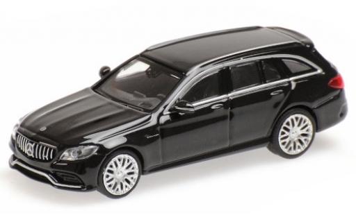 Modelauto Mercedes C AMG C63 T-Modell (S205) metallic zwart 2019 1/87 Minichamps