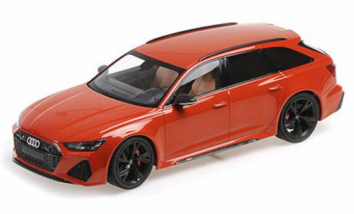 Modelauto Audi RS6 avant metallic oranje 2019 1/18 Minichamps