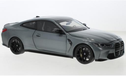 Modelauto Bmw M4 coupe (G82) metallic grijs 2020 1/18 Minichamps