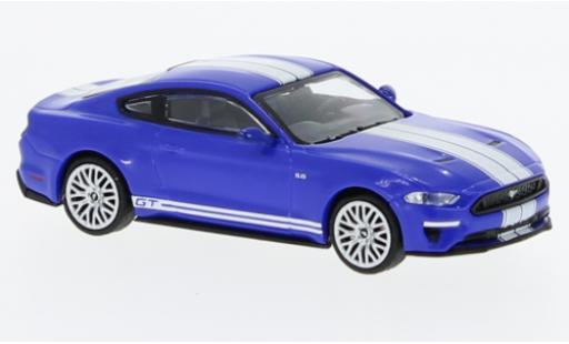 Modelauto Ford Mustang GT metallic blauw/wit 2018 1/87 Minichamps