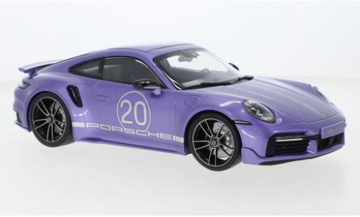 Modelauto Porsche 911 Turbo s metallic paars 2021 1/18 Minichamps