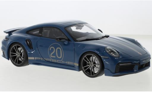 Modelauto Porsche 911 Turbo s Sport Design blauw 2021 1/18 Minichamps