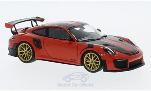 Modelauto Porsche 911 GT2 RS (991.2) GT2RS oranje 2018 Weissach Package 1/43 Minichamps