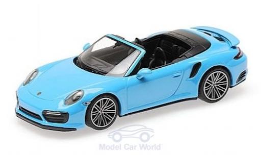 Modelauto Porsche 911 Turbo S (991.2) Cabriolet blauw 2016 1/43 Minichamps