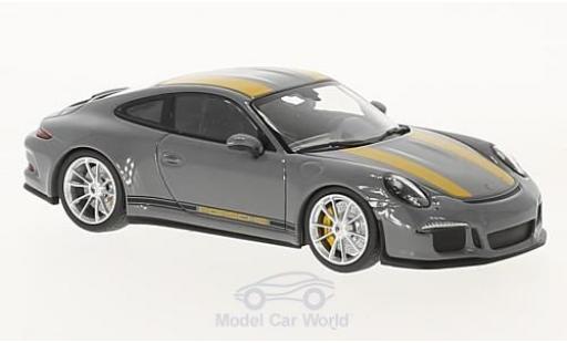 Modelauto Porsche 911 R grijs/geel 2016 1/43 Minichamps