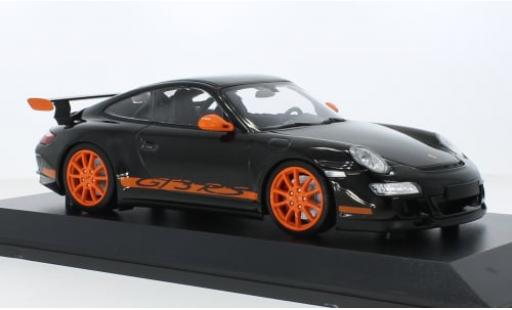 Modelauto Porsche 911 GT3 RS zwart/oranje 2007 1/18 Minichamps