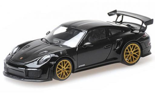 Modelauto Porsche 911 GT2 RS (991.2) zwart/carbon 2018 Weissachpaket avec dor&Atilde;&copy; jantes 1/43 Minichamps