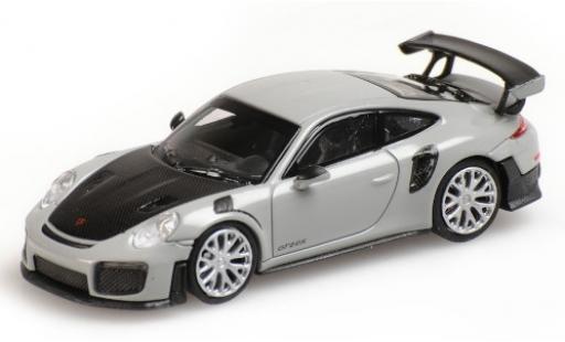 Modelauto Porsche 911 GT2 RS grijs 2018 avec Carbon-Capot 1/87 Minichamps